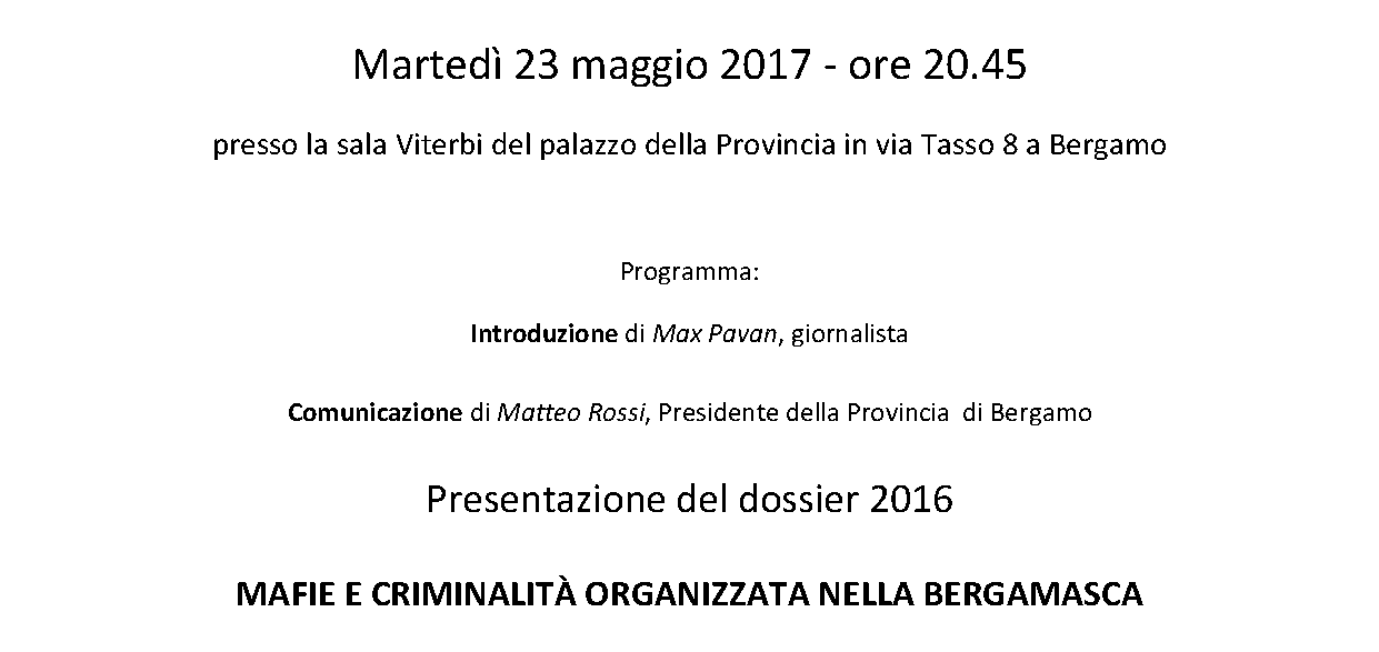 23 maggio 2017 – Presentazione dossier 2016