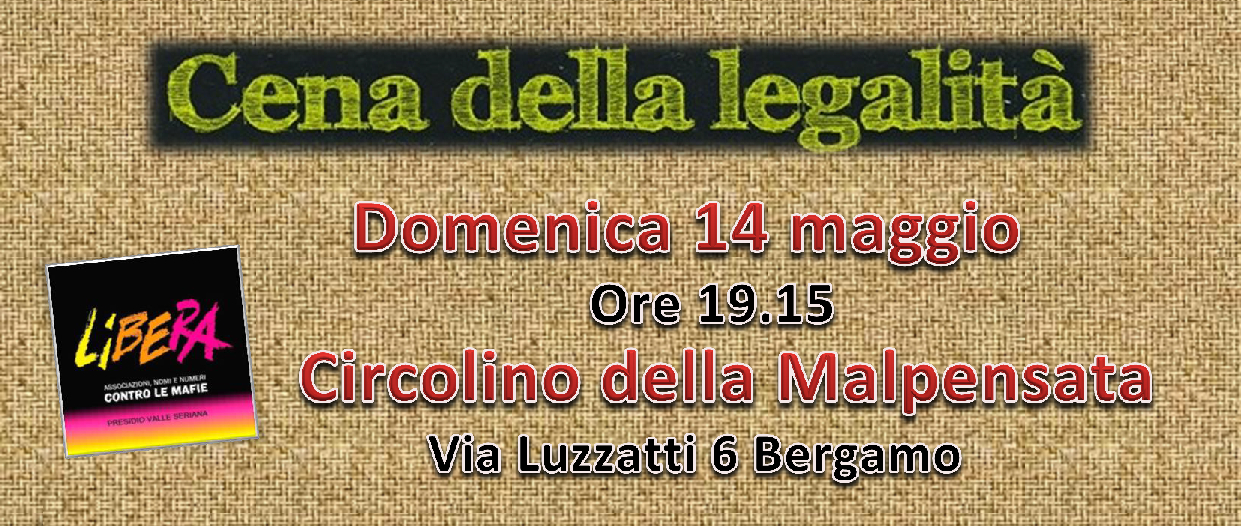 Cena della legalità – domenica 14 maggio