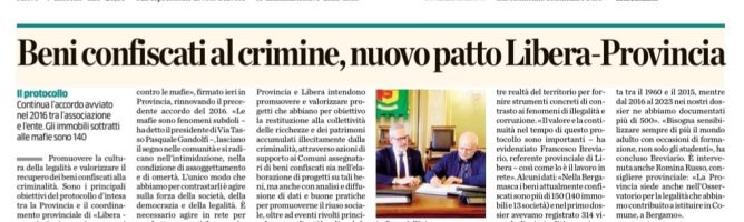 Protocollo Libera – Provincia Bergamo