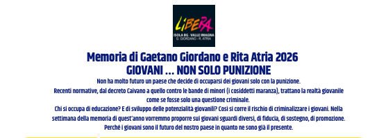 Memoria di Gaetano Giordano e Rita Atria 2026